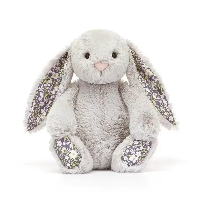 Peluche Lapin JC Bonnie avec Oreilles Florales, Poupée en Peluche Kawaii, Coussin de Canapé Doux, Cadeau d'Anniversaire pour Enfants, Décoration de Chambre