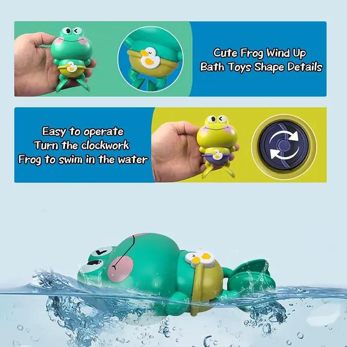 Jouets de bain de grenouille de natation à remonter pour les tout-petits