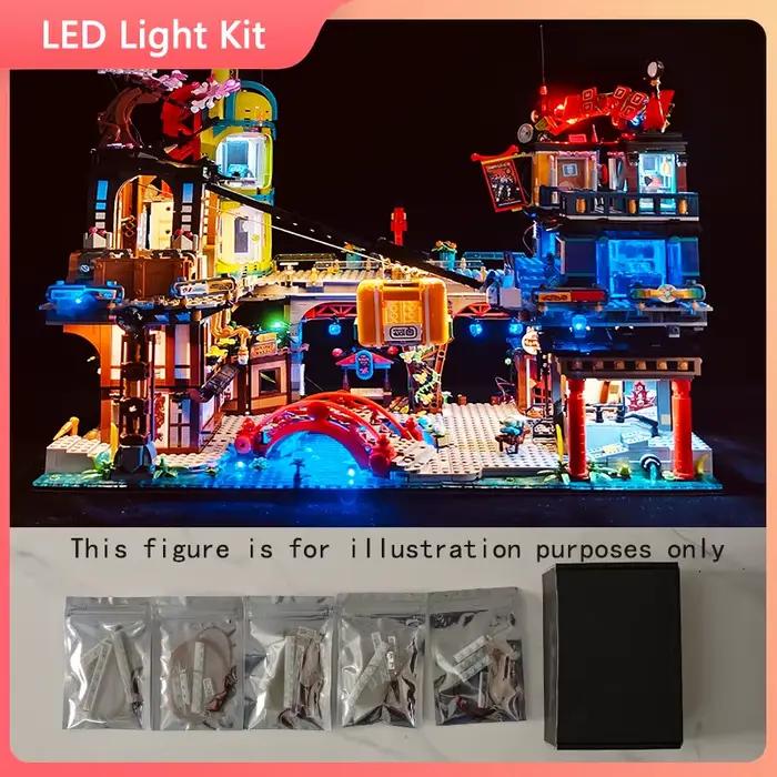 Jeu de lumières LED pour 71799 Ninjago City Markets compatible 90050 (lumière LED uniquement, non inclus les briques modèles)