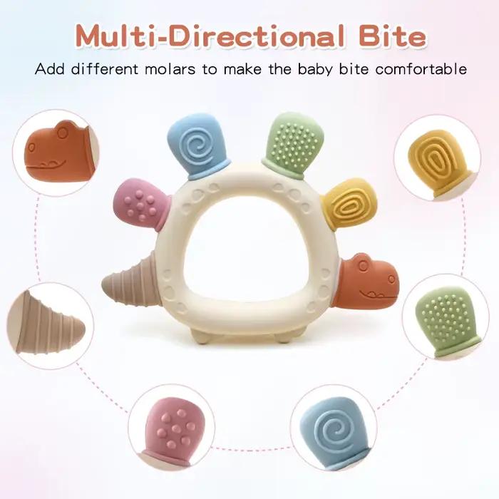 Jouets de dentition en Silicone dinosaure pour bébé, sans BPA, facile à saisir, soins pour nourrissons, jouet à mâcher, cadeau pour nouveau-né, accessoire pour bébés
