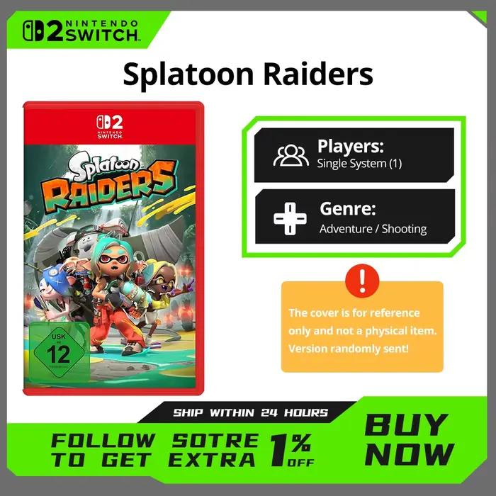 Nintendo Switch 2 Splatoon Raiders Cartouche Physique Game Card Action Shooter Chasse au Trésor Exploration d'Île Gadgets Personnalisation Coop en Ligne 1-4 Joueurs pour Switch 2