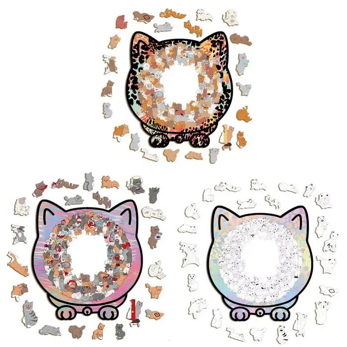 Puzzle en forme de chat de couleur Morandi