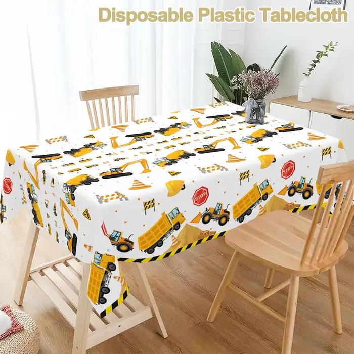 Nappe jetable en plastique à motif de camion excavateur