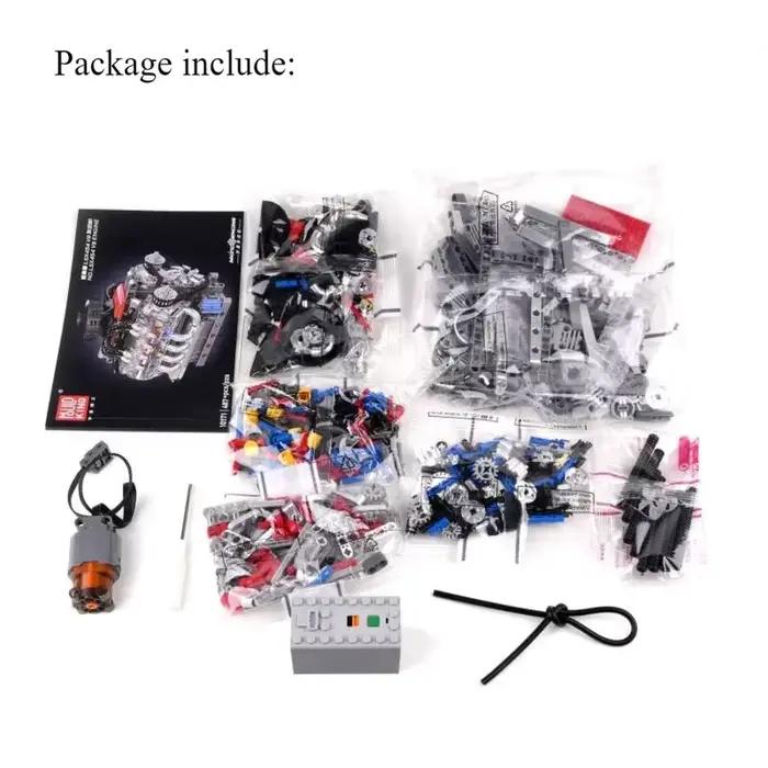 Mould King 10171 LSX454 V8 Moteur Électrique Motorisé Modèle de Simulation Blocs de Construction Pièces de Voiture