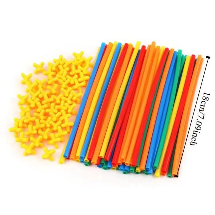 300 pièces de pailles en plastique colorées pour construction