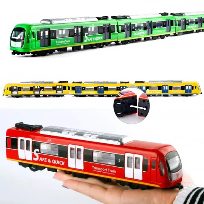 Voiture sur Rail grande Simulation alliage Train modèle ville métal moulé sous pression métro son et lumière retirer voiture enfants jouet garçon cadeau B071