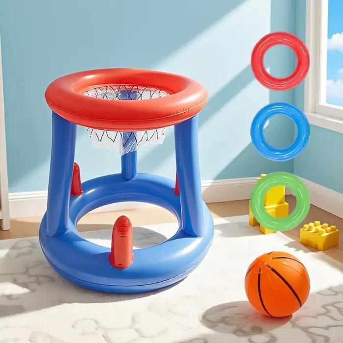 Jeu combiné de basket-ball et de jeu de lancer d'anneaux gonflables en PVC, jouet interactif pour enfants pour les activités de fête en famille en intérieur