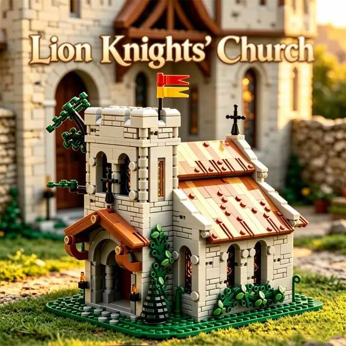 Blocs de construction de l'Église des Chevaliers Lionnais Médiévaux MOC-153931, modèle d'architecture de château médiéval, briques à assembler, jouet cadeau pour adultes