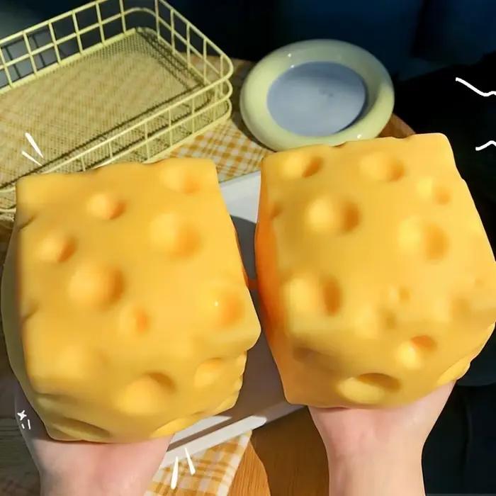 1 pièce Jouet géant à presser en forme de fromage, taille extra-large, jouet anti-stress à rebond lent et modelable, balle de décompression pour adultes, cadeaux