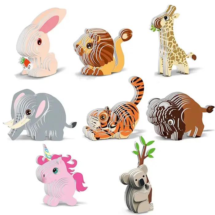 Puzzle en papier 3D d'animaux de dessin animé