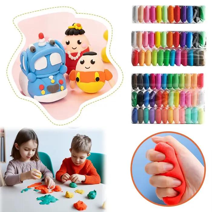 Kit d'argile magique à séchage à l'air, jouet de modelage non toxique pour enfants et tout-petits, couleurs vibrantes avec outils de luxe, projets artistiques créatifs