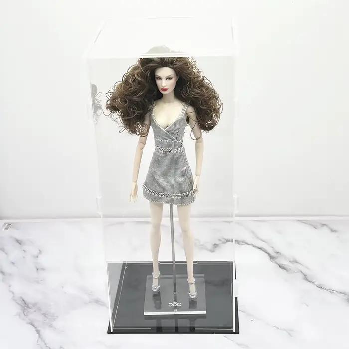 Boîte d'exposition transparente en plastique pour poupées supermodèles 32cm, accessoire de rangement et décoration intérieure élégante