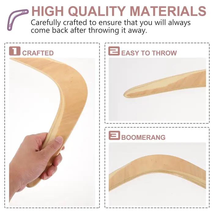Boomerang en bois poli à la main pour enfants et adultes