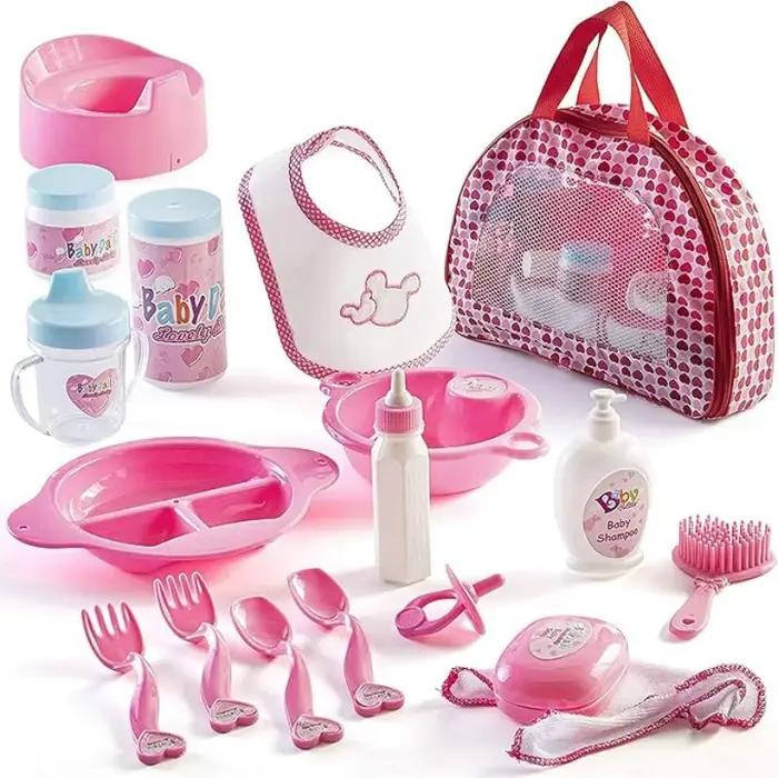 Maison de jeu jouet 18 pièces bébé poupée accessoires ensemble filles jeu à domicile simulation réaliste