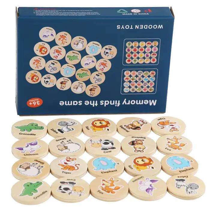Trouver le même modèle jeu de Puzzle enfants dessin animé mémoire animale échecs réflexion formation enfants Montessori jouets éducatifs en bois