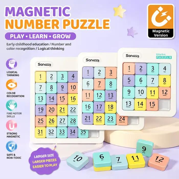 Puzzle magnétique à glissière avec chiffres 3x3 4x4 5x5