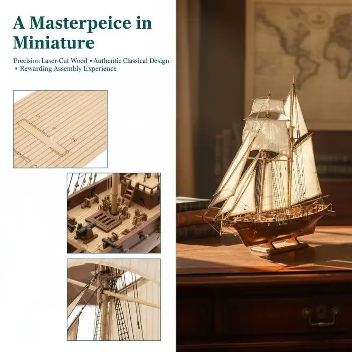 Kit de Modèle de Bateau en Bois - Bateau à Voile à Assembler Soi-même