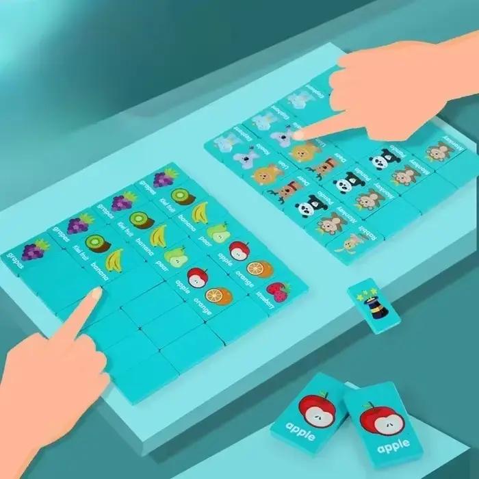 Mahjong-Jeu de mémoire en bois pour enfants