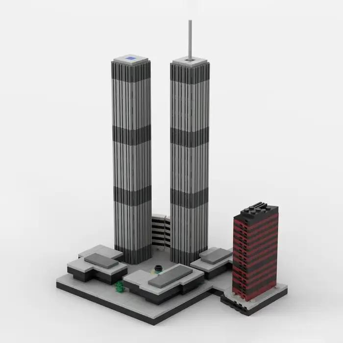 Ensemble de blocs de construction MOC World Trade Center personnalisés – Modèle architectural miniature de 982 pièces