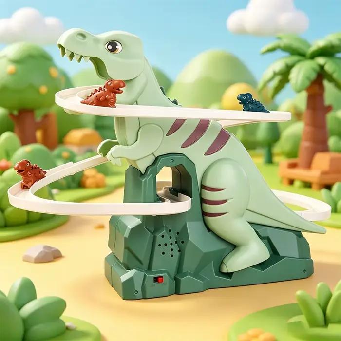 Jouet musical coulissant d'escalade dinosaure avec 3 dinosaures