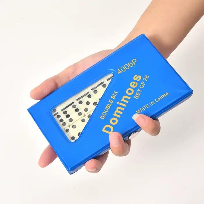 Jeu de dominos de 28 pièces avec boîte de rangement à couvercle rabattable