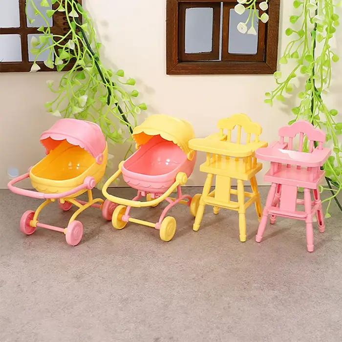 1 ensemble Mini bébé pour poupée poussette chariot enfants Tables à manger jouet maison