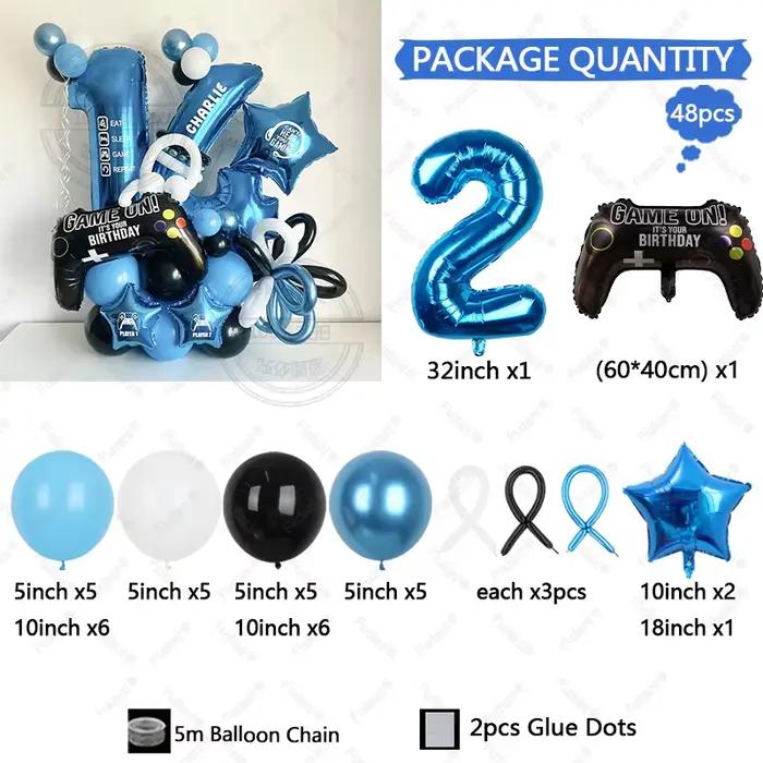 Ensemble d'anniversaire de jeu 48 pièces, adapté aux fêtes d'anniversaire, décorations de fête de jeu, fournitures de fête à thème de jeu