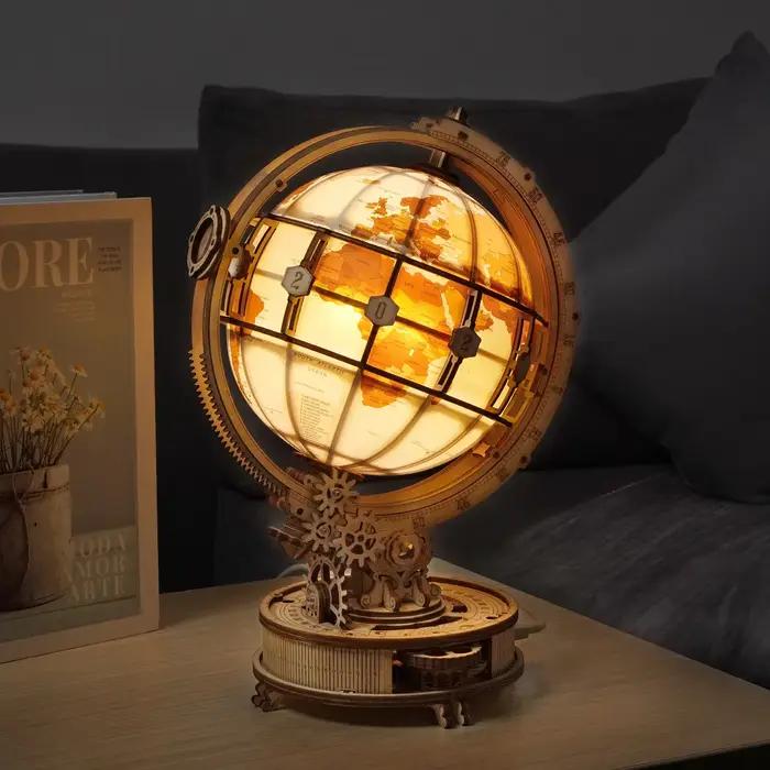 Lampe Globe en bois, jeux de puzzle 3D, cadeau d'anniversaire pour enfants et adultes, blocs de construction de décoration de maison, puzzle 3D pour enfants et adultes