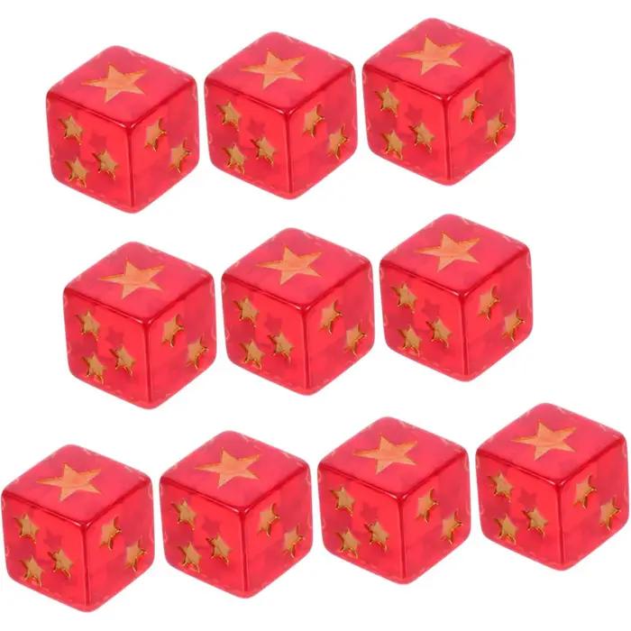 Jeu de dés à motif d'étoile carré en résine rouge