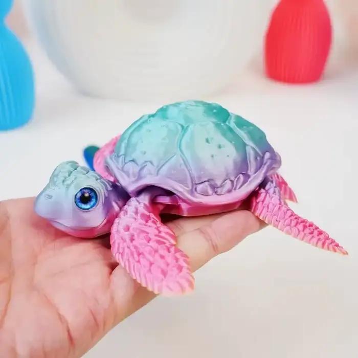 Jouet créatif pour enfants Figurine de tortue imprimée en 3D Articulations mobiles |   Décoration de bureau pour les cadeaux de Noël et d'anniversaire