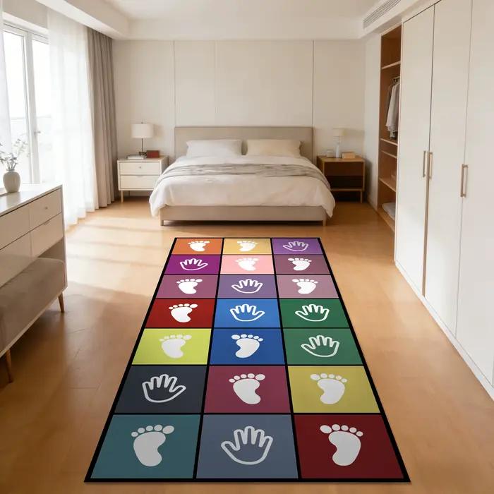 Tapis de jeu coloré à motif palmier (1 pièce) pour les réunions de famille, les activités de fête, les jeux de groupe en intérieur et les fournitures de fête au sol