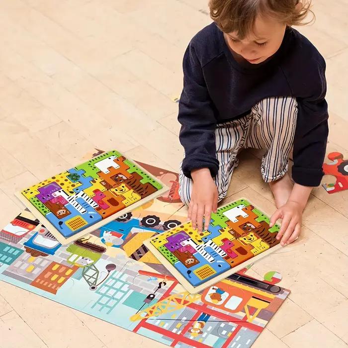 Puzzle en blocs de bois pour enfants