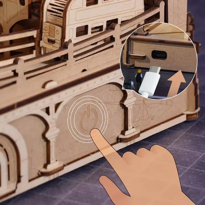 Puzzle en bois 3D Londres - Modèle de la ville avec lumières - Kit de construction de monuments emblématiques pour adultes et adolescents