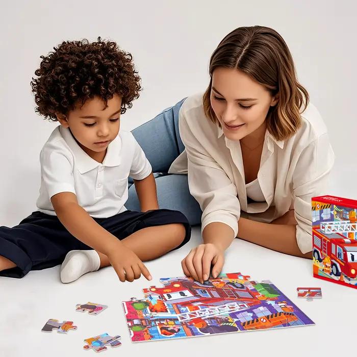 Puzzle de dessin animé sur le thème du trafic urbain, 24/30/35/48 pièces/ensemble, mini puzzle artistique, cadeau éducatif, jouet familial pour enfants et adultes