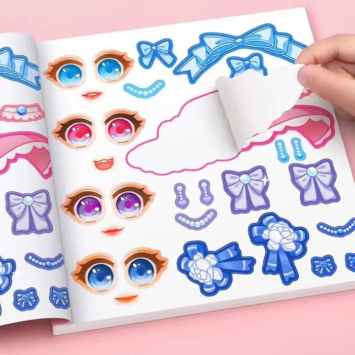 15 Pages Puzzle autocollants livre artisanat créatif enfants autocollants jouet réutilisable pour les filles dessin animé princesse faire un visage autocollants