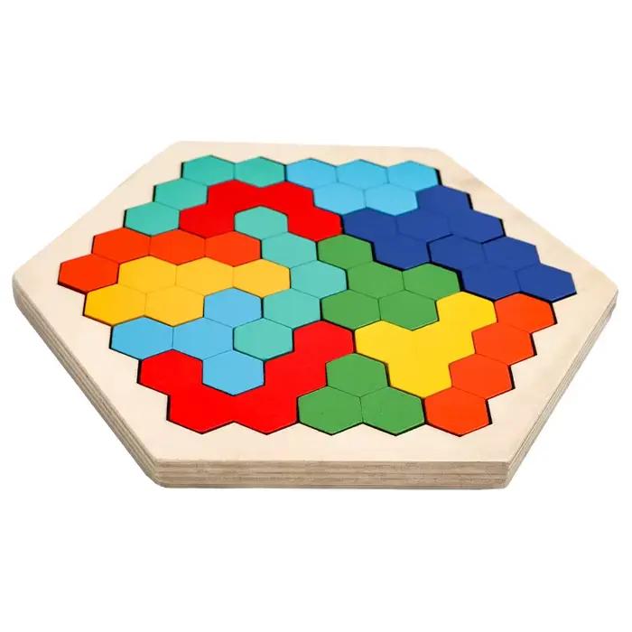 Puzzle 3D Hexagonal en Bois pour Enfant