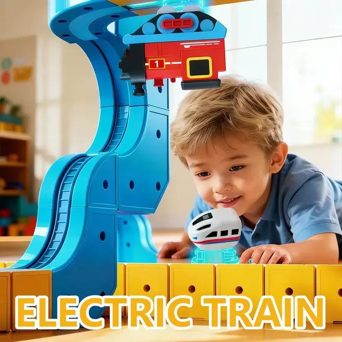 Cube orbital magique pour enfants, Train éducatif à grande vitesse, blocs de construction, piste magique, décor pour garçons et filles, cadeau d'anniversaire