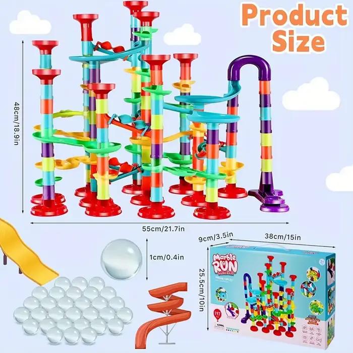 Construction marbre course piste de course blocs de Construction bricolage enfants 3D labyrinthe balle rouleau jouets enfants cadeau de noël 45/93/113/142 pièces ensemble