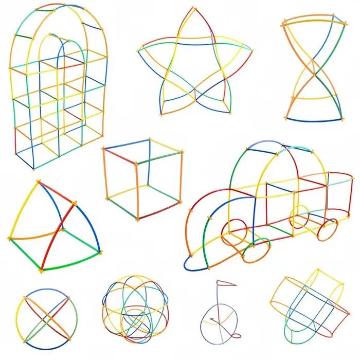 Jouets de construction en pailles, blocs de construction, pailles et connecteurs, ensembles de construction, jouet éducatif pour développer les compétences motrices et l'ingénierie