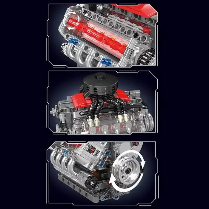 Mould King 10171 LSX454 V8 Moteur Électrique Motorisé Modèle de Simulation Blocs de Construction Pièces de Voiture