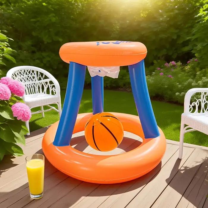 Jeu combiné de basket-ball et de jeu de lancer d'anneaux gonflables en PVC, jouet interactif pour enfants pour les activités de fête en famille en intérieur