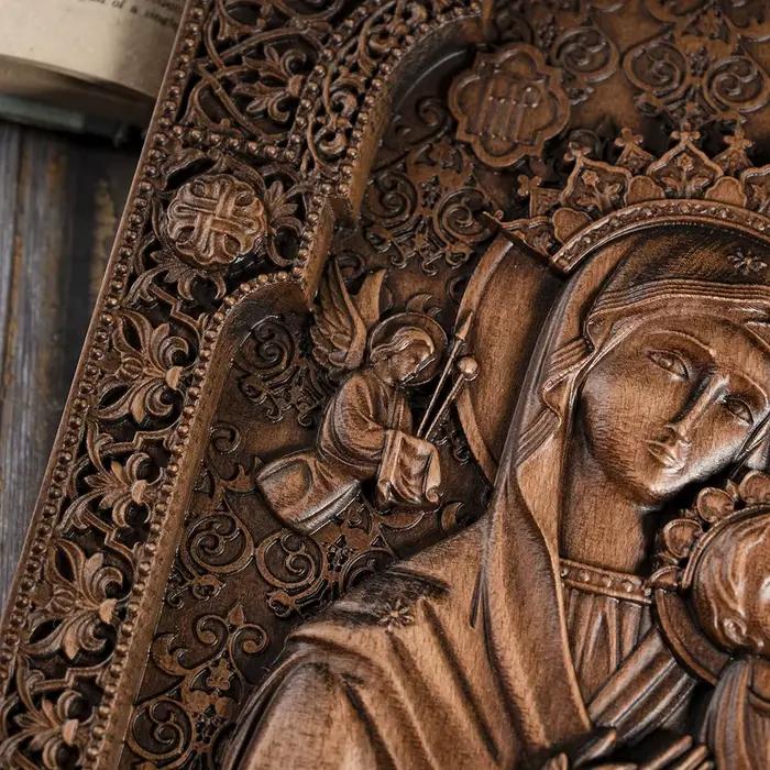 Décoration murale sculptée en bois de Notre-Dame du Perpétuel Secours, articles religieux catholiques, décoration d'intérieur, statue de Notre-Dame, art vintage