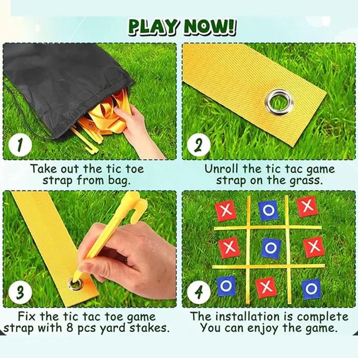 Jeu géant de Tic Tac Toe d'extérieur avec piquets de fixation pour barbecue