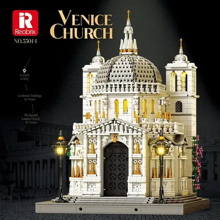 Ensemble de 4270 briques de construction de la scène de rue de la Cathédrale de Venise avec éclairage LED