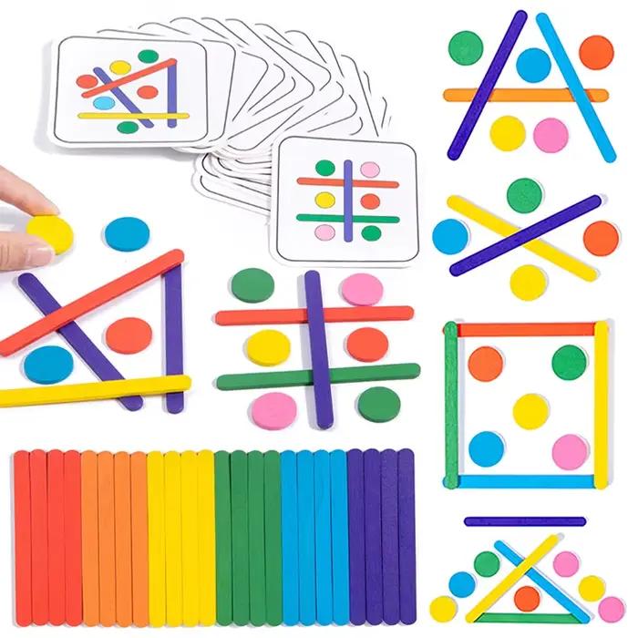 Puzzle bâton arc-en-ciel pour enfants, jouets Montessori, couleur sensorielle, pensée logique, jeux assortis, jouets éducatifs précoces en bois