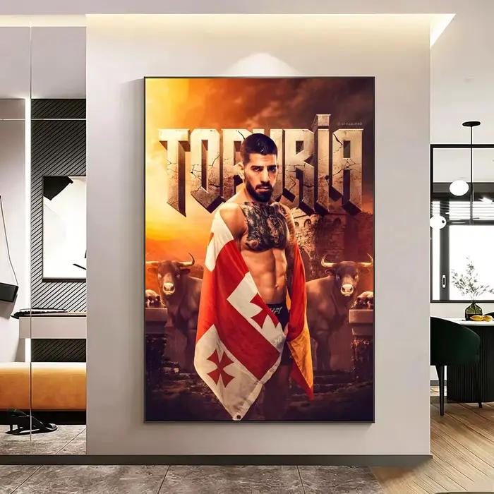 Affiche de l'athlète Ilia Topuria, autocollants d'affiche haute définition, adaptés à la chambre à coucher, au salon, à la décoration de la maison