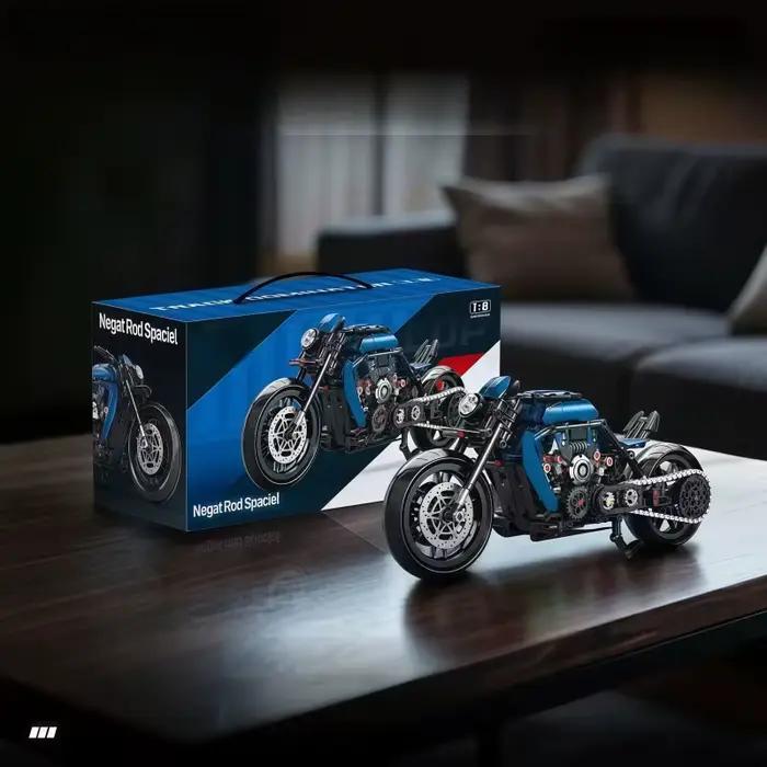 Briques de construction pour moto à moteur V-Twin | Chaîne de transmission réaliste | Jouet d'ingénierie STEM pour les