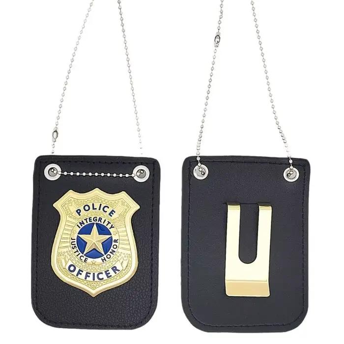 Badge de Police pour déguisement, jeu de Simulation avec chaîne, jeu de rôle de Police, jouet, Clip de ceinture, Simulation d'officier de Police
