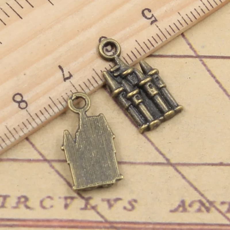 Breloques Tibétaines Antiques en Bronze et Argent de 19x10mm, 25 Pièces, Accessoire pour Château, Ch