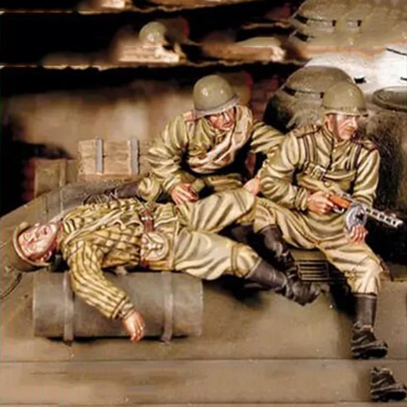 Figurine miniature en résine non peinte, 1/35, l'équipe ancienne comprend 3 hommes, kits de modèles 
